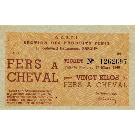 20 kg fers à cheval - 31/03/1948 - Etat : SUP+