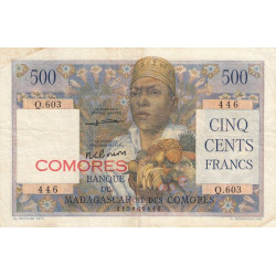Comores - Pick 4b - 500 francs - 1963 - Etat : TTB