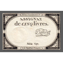 Assignat 46a - 5 livres - 10 brumaire an 2 - Signature 26 - Etat : SUP