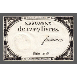 Assignat 46a - 5 livres - Signature 46 - 10 brumaire an 2 - Etat : SUP