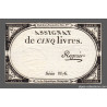 Assignat 46a - 5 livres - 10 brumaire an 2 - Signature 89 - Etat : SUP