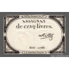 Assignat 46a - 5 livres - 10 brumaire an 2 - Signature 90 - Etat : TB+
