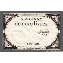 Assignat 46a - 5 livres - 10 brumaire an 2 - Signature 4 - Etat : SUP