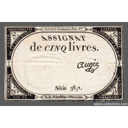 Assignat 46a - 5 livres - 10 brumaire an 2 - Signature 4 - Etat : TTB