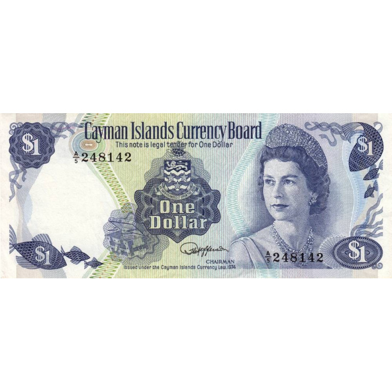 Caimans (îles) - Pick 5d - 1 dollar  - Série A/5 - 1974 (1987) - Etat : TTB+