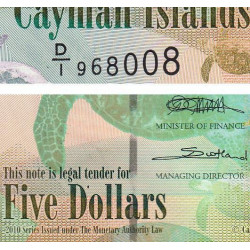Caimans (îles) - Pick 39a - 5 dollars - Série D/1 - 2010 (2011) - Etat : NEUF