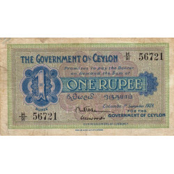 Ceylan - Pick 16b_5 - 1 rupee - Série H/91 - 01/09/1928 - Etat : TB+