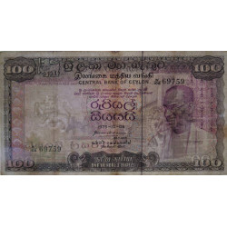 Sri-Lanka - Pick 80Ab - 100 rupees - Série W/108 - 06/10/1975 - Etat : TB
