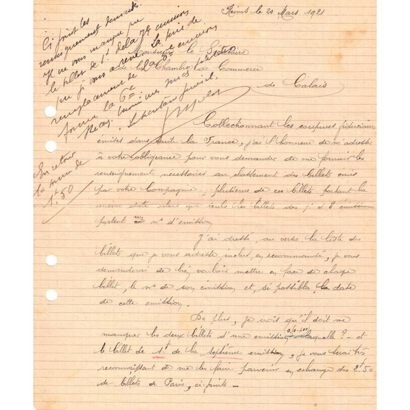 Calais - Pirot 36 - Document de 1921