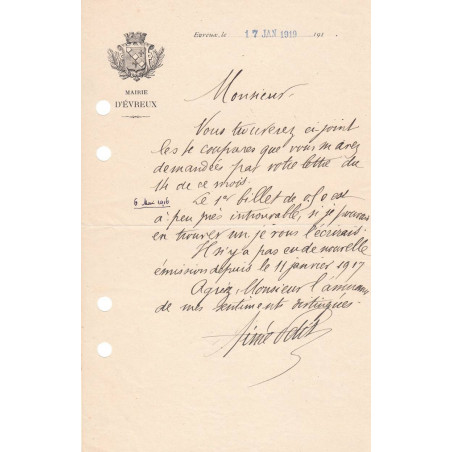 Evreux - Pirot 57 - Document de 1919