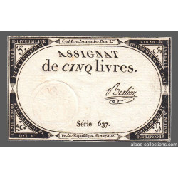 Assignat 46a - 5 livres - 10 brumaire an 2 - Signature 12 - Etat : TTB+