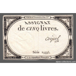Assignat 46a - 5 livres - 10 brumaire an 2 - Signature 24 - Etat : TTB