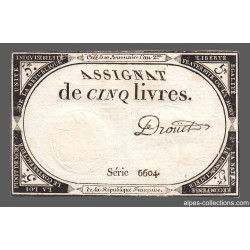 Assignat 46a - 5 livres - Signature 32 - 10 brumaire an 2 - Etat : SUP