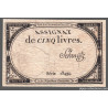 Assignat 46a - 5 livres - 10 brumaire an 2 - Signature 95 - Etat : B