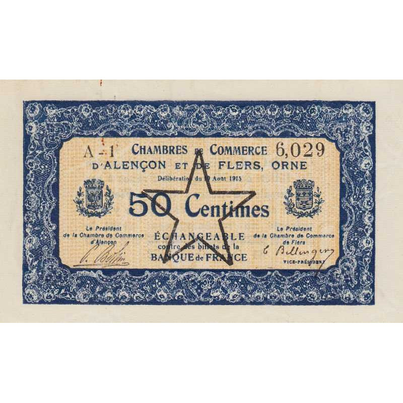 Alençon & Flers (Orne) - Pirot 6-29 - 50 centimes - Série A1 - 10/08/1915 - Etat : SUP