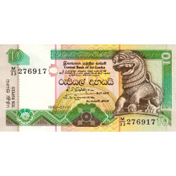 Sri-Lanka - Pick 102b - 10 rupees - Série M/33 - 01/07/1992 - Etat : SPL