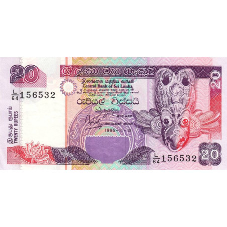 Sri-Lanka - Pick 109a - 20 rupees - Série L/64 - 15/11/1995 - Etat : SPL