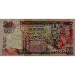 Sri-Lanka - Pick 109a - 20 rupees - Série L/64 - 15/11/1995 - Etat : SPL