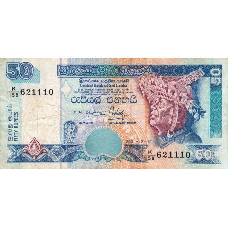 Sri-Lanka - Pick 110b - 50 rupees - Série K/158 - 12/12/2001 - Etat : TB