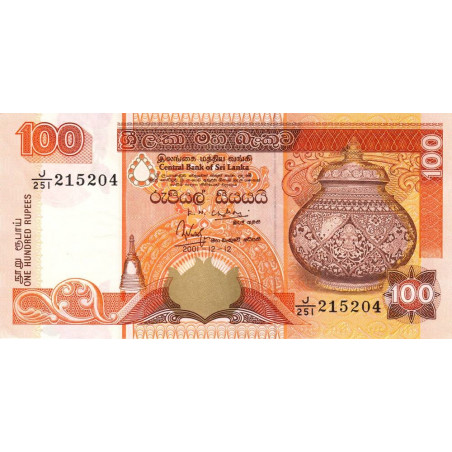 Sri-Lanka - Pick 111b - 100 rupees - Série J/251 - 12/12/2001 - Etat : NEUF
