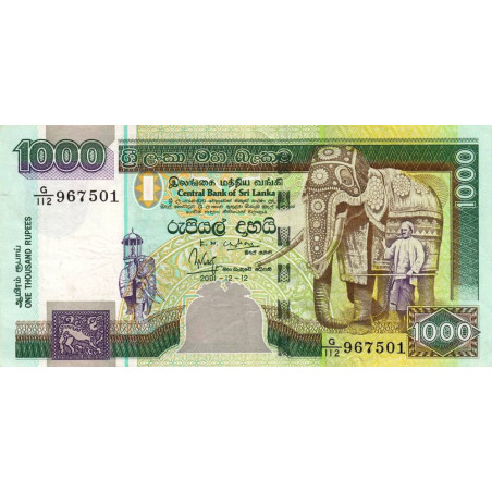 Sri-Lanka - Pick 120a - 1'000 rupees - Série G/112 - 12/12/2001 - Etat : TTB+