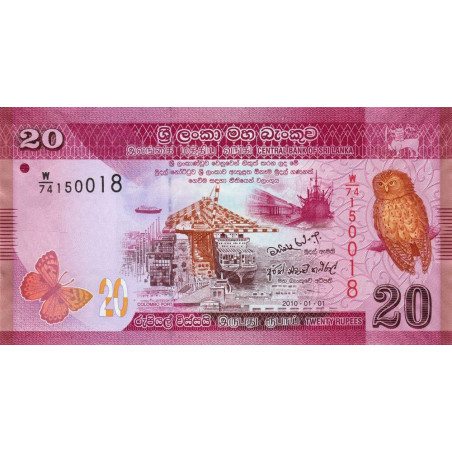 Sri-Lanka - Pick 123a - 20 rupees - Série W/74 - 01/01/2010 - Etat : NEUF