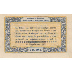 Alençon & Flers (Orne) - Pirot 6-31 - 50 centimes - Série A2 - 10/08/1915 - Etat : TTB+