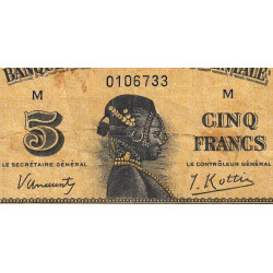 AOF - Pick 28a_1 - 5 francs - 14/12/1942 - Etat : B+