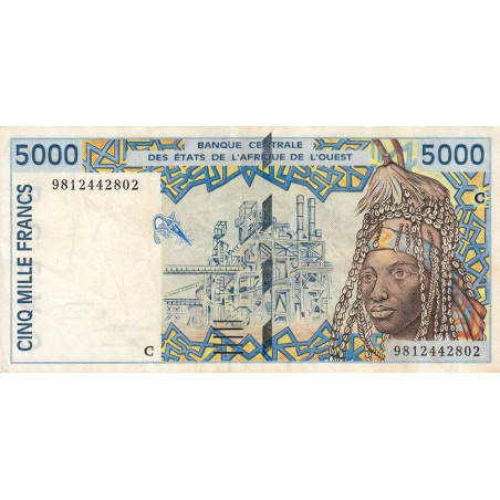 Burkina-Faso - Pick 313Cg - 5'000 francs - 1998 - Etat : TTB