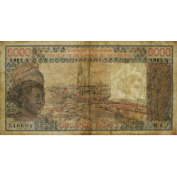 Côte d'Ivoire - Pick 108Ai - 5'000 francs - Série M.4 - 1982 - Etat : TB-