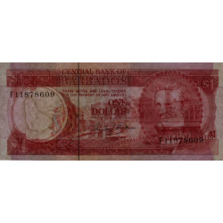 Barbade - Pick 29a - 1 dollar - Série F11 - 1973 - Etat : TTB