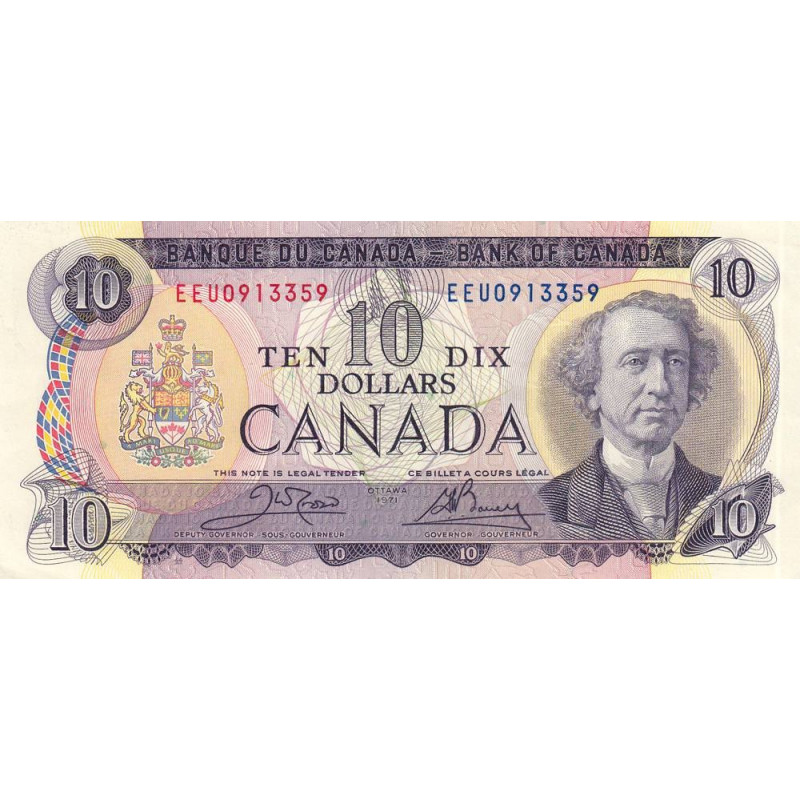Canada - Pick 88d - 10 dollars - Série EEU - 1971 (1985) - Etat : TTB