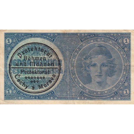 Bohême-Moravie - Pick 1b - 1 koruna - 1940 - Série A076 - Etat : TTB à TTB+