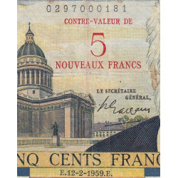 F 52-02 - 12/02/1959 - 5 nouv. francs sur 500 francs - Victor Hugo - Série V.119 - Etat : TTB