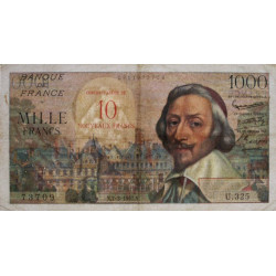 F 53-01 - 07-03/1957 - 10 nouv. francs sur 1000 francs - Richelieu - Série U.325 - Etat : TTB-