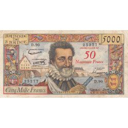 F 54-01 - 30/10/1958 - 50 nouv. francs sur 5000 francs - Henri IV - Série D.90 - Etat : B+