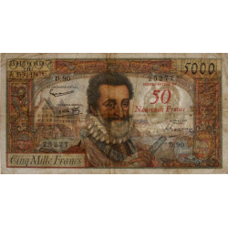 F 54-01 - 30/10/1958 - 50 nouv. francs sur 5000 francs - Henri IV - Série D.90 - Etat : B+