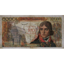 F 55-01 - 30/10/1958 - 100 nouv. francs sur 10000 francs - Bonaparte - Série X.142 - Etat : TB-