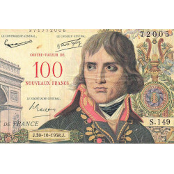 F 55-01 - 30/10/1958 - 100 nouv. francs sur 10000 francs - Bonaparte - Série S.149 - Etat : TB+