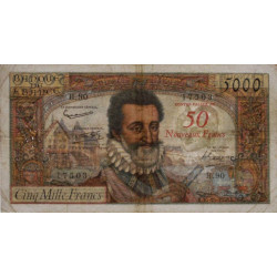 F 54-01 - 30/10/1958 - 50 nouv. francs sur 5000 francs - Henri IV - Série H.90 - Etat : TB+