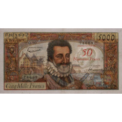 F 54-01 - 30/10/1958 - 50 nouv. francs sur 5000 francs - Henri IV - Série Q.90 - Etat : TTB