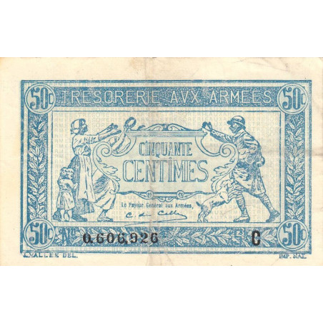 VF 01-03 - 50 centimes - Trésorerie aux armées - 1917 - Série C - Etat : TTB