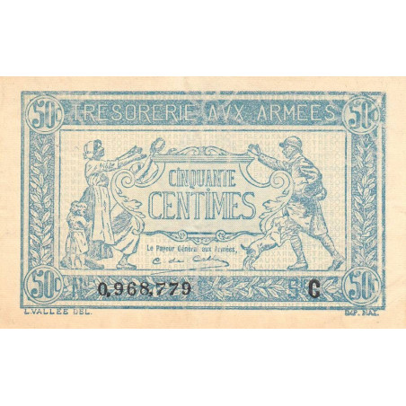 VF 01-03 - 50 centimes - Trésorerie aux armées - 1917 - Série C - Etat : SUP