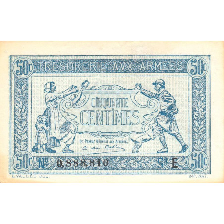 VF 01-04 - 50 centimes - Trésorerie aux armées - 1917 - Série E - Etat : SPL