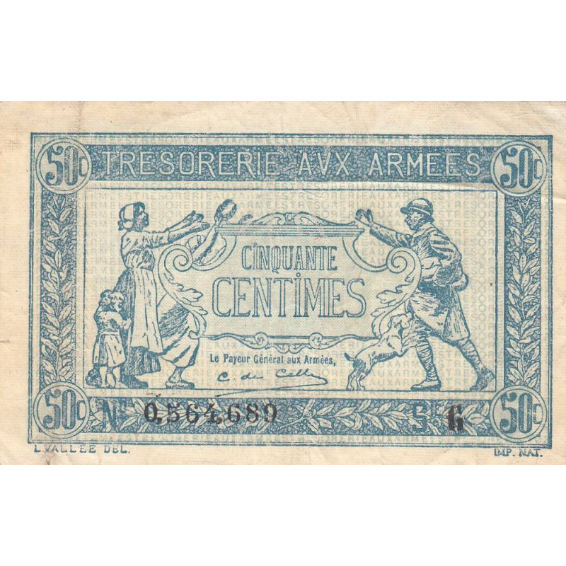 VF 01-07 - 50 centimes - Trésorerie aux armées - 1917 - Série G - Etat : TB+