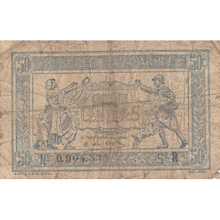 VF 02-01 - 50 centimes - Trésorerie aux armées - 1919 - Série R - Etat : B+