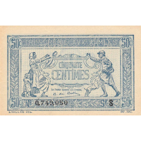 VF 02-02 - 50 centimes - Trésorerie aux armées - 1919 - Série S - Etat : pr.NEUF