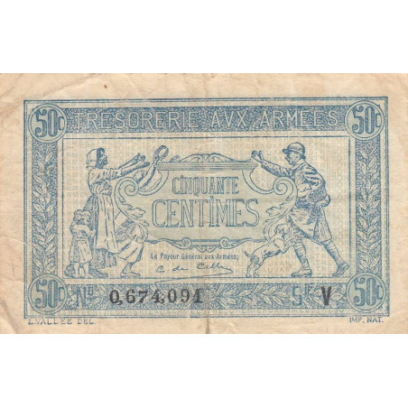 VF 02-05 - 50 centimes - Trésorerie aux armées - 1919 - Série V - Etat : TB+