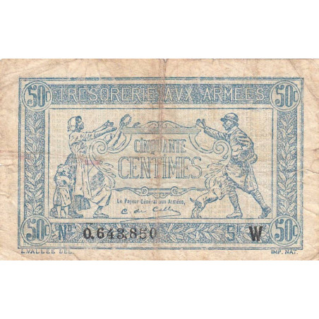 VF 02-06 - 50 centimes - Trésorerie aux armées - 1919 - Série W - Etat : TB-