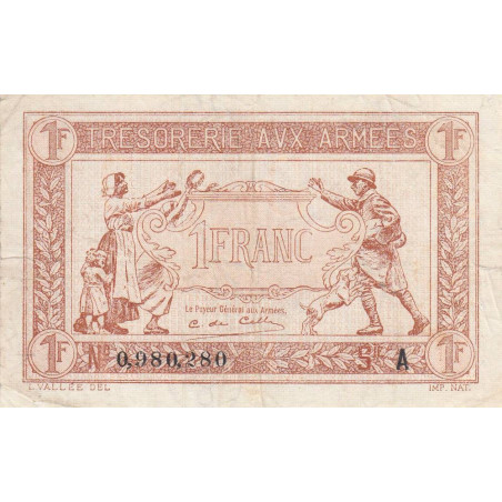 VF 03-01 - 1 franc - Trésorerie aux armées - 1917 - Série A - Etat : TTB